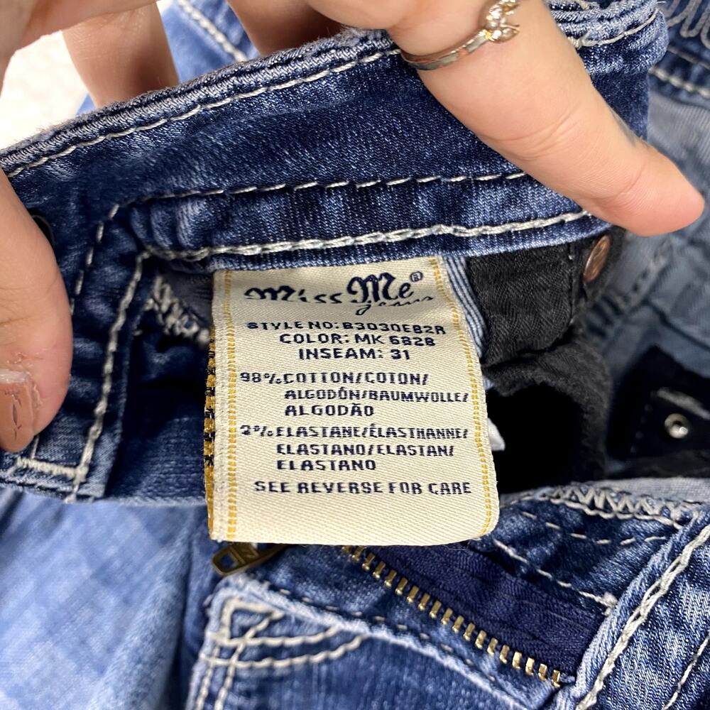 Vtg Y2K Miss Me Loose Fit Bedazzled Sequin Faded Grunge Mcbling Mid Rise Jeans - Picture 13 of 14